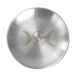 5.5inch Altar Ritual Plate Dish Stainless Steel Flat Bowl Round Metal Jewelry Tray Prayer Astrology Tarot Offering Plate Holder for Smudging Decoration Trays Silver (Traditional March Ph Silver)