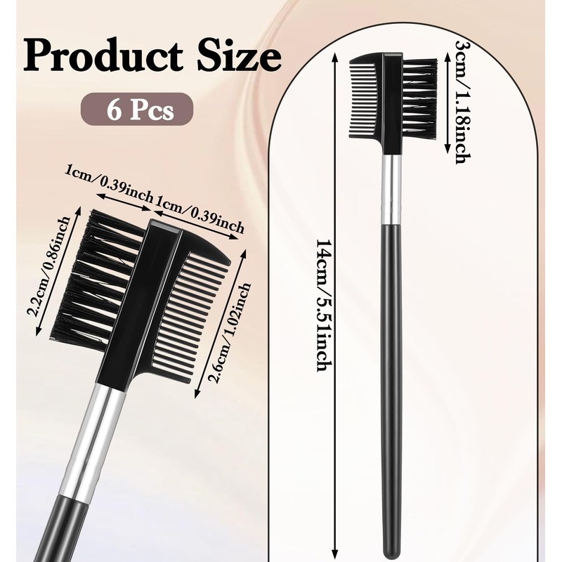 6 Pack Brow Comb, Eyebrow Comb for Women, Eyebrow Brush