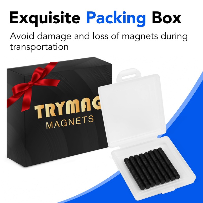 TRYMAG Small Magnets 200Pcs, 10x2MM Black Strong Neodymium Magnets Round