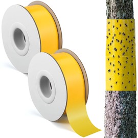 2 Rolls Double-Sided Yellow Sticky Tree Tape 2 Inch Wide x 330 Ft Spotted Lantern Fly Trap for Outdoor Indoor Trees Fruit Plants Gardens Pest Control for Aphids Ants Moths