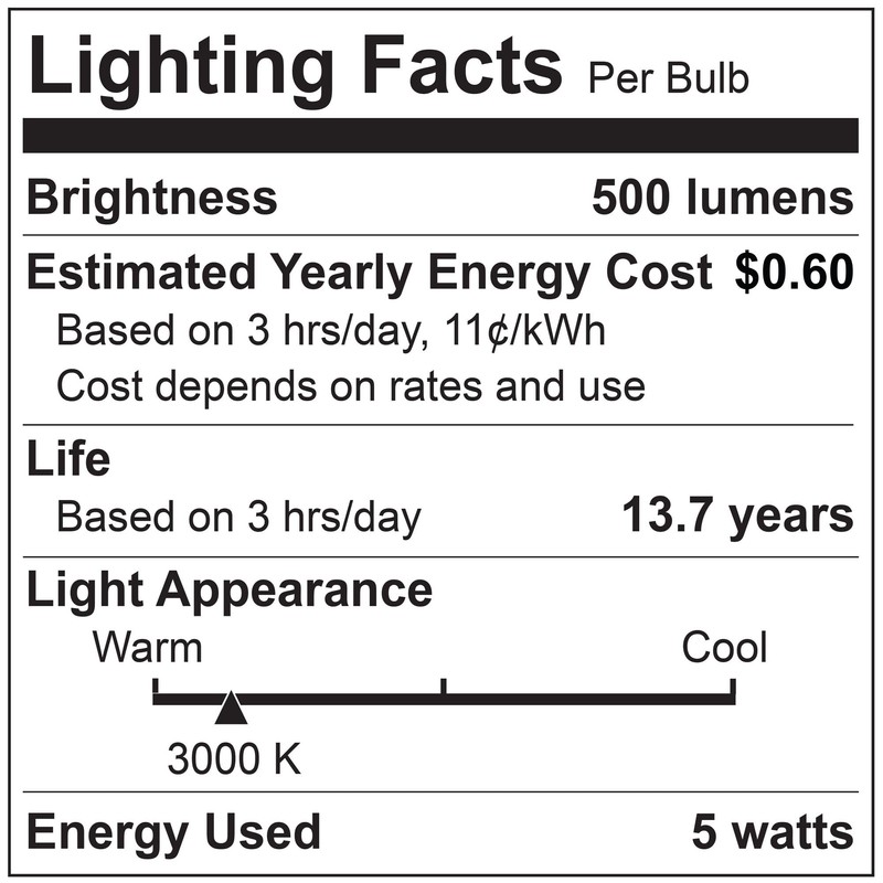 5 Watt LED B11 Light Bulbs, Warm Dimming 3000K (Soft