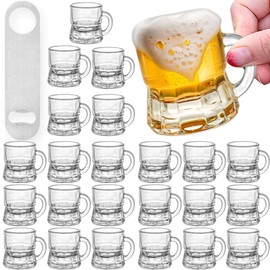 INFTYLE Beer Mug, Shot Glasses 2 oz Steins Beer Glass Mini Mason Clear Mugs Small Juice Cups Tasting Glasses for Drinking Beer Festival (Glass, 24 pack-2oz)