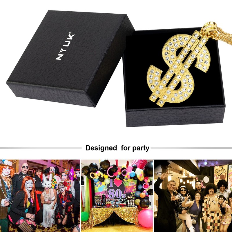 NYUK Gold Chain for Men with Dollar Sign Pendant Necklace