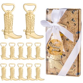 Uezea 12 Pack Cowboy Boot Bottle Opener Wedding Favors with Gift Box