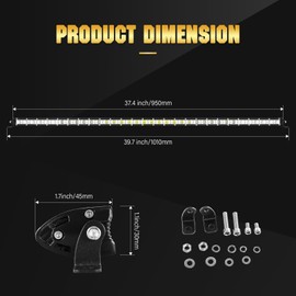 Willpower 37 Inch 180W Single Row Led Light Bar Flood Spot Combo Beam Slim Off Road Light Fog Work Lamp Driving Lights for 4X4 Tractor Truck Boat ATV UTV SUV