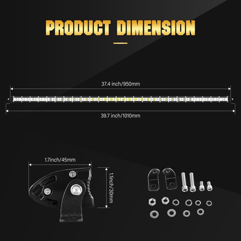 Willpower 37 Inch 180W Single Row Led Light Bar Flood