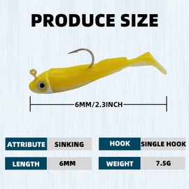 Bestac Soft Fishing Lures Jig Head Lures Plastic Swimbaits with Paddle Tail for Saltwater Freshwater (#3)