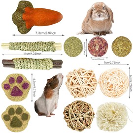 Dbeans Flourithing 16PCS Hamster Toys for Teeth, Guinea Pig Toys, Rabbit Play Balls Rolling Toys, Teeth Care Molar Toys for Hamster Rabbit Guinea Pig Rats Gerbils Hamster Chinchilla Etc