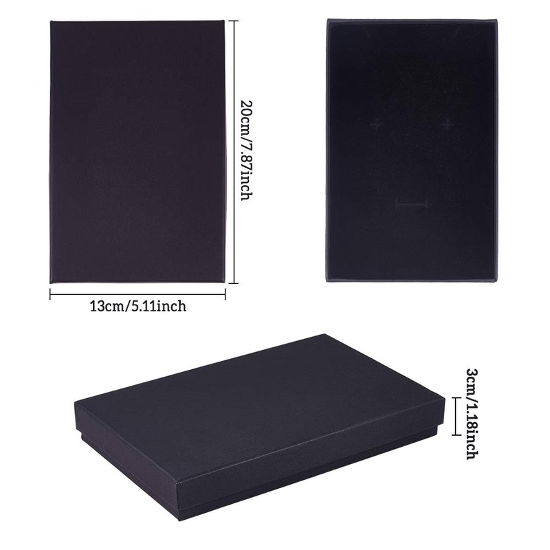 BENECREAT 6pcs 20x13x3cm Black Gift Box Hatron Paper Wrapping Box