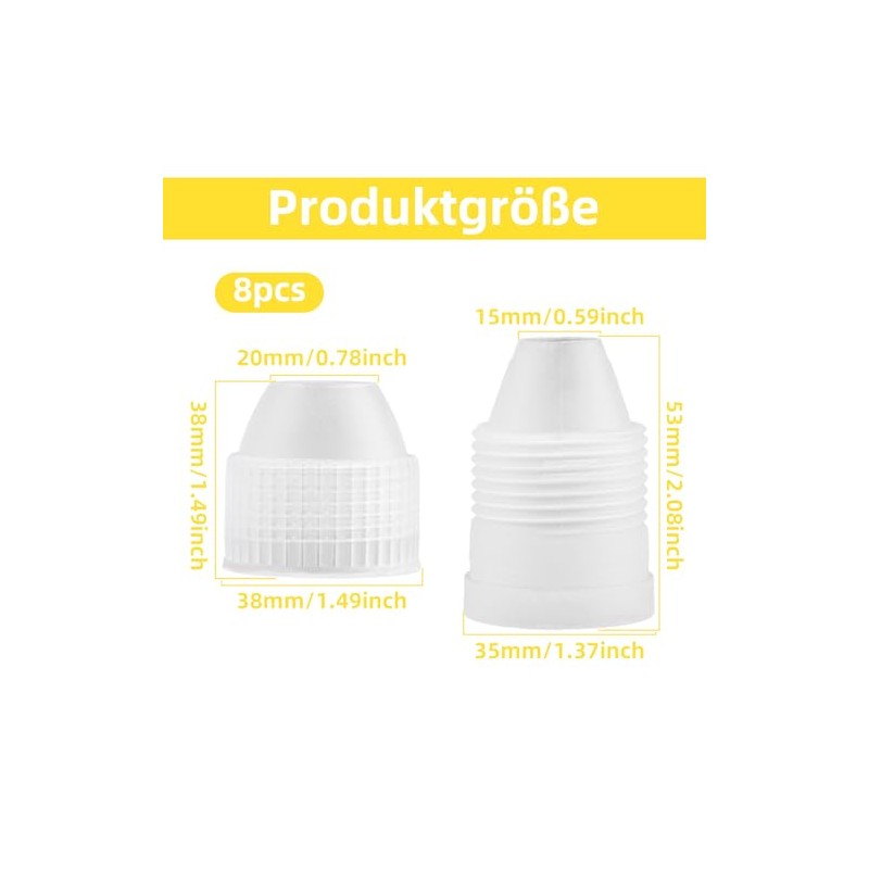8 Pieces Plastic Couplers for Icing Bags, Upper Calibre 2.6cm/1"