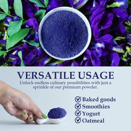 Holistic Depot Butterfly Pea Flower Powder - 100% Natural Butterfly Pea Powder - USDA Organic Butterfly Pea Powder 4 Oz (113G)