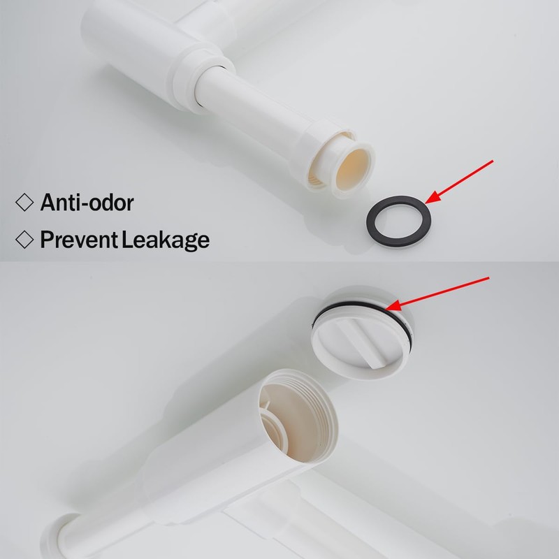 RANDOM Round Bottle P Trap Bathroom Sink 1-1/4,White ABS Plastic