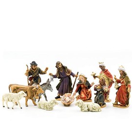 Marolin Krippenfiguren Set mit 12 Figuren, zu 12cm Fig. (Kunststoff) - 100% Deutsches Manufakturprodukt