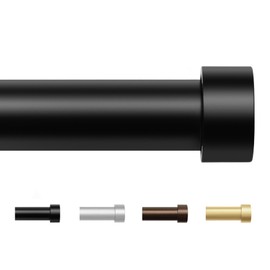 KAMANINA Black Curtain Rods 32 to 144 Inch (2.6-12 Feet), 1 Inch Heavy Duty Curtain Rods for Windows, Modern Adjustable Drapery Rods with End Cap (32"-144")