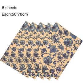 ADQUATOR Birthday Wrapping Paper, Gift Wrapping Paper Designed with Blue Flower, 100% Recyclable ECO Floral Wrapping Paper for Birthday,Party and Baby Shower（5 sheets）