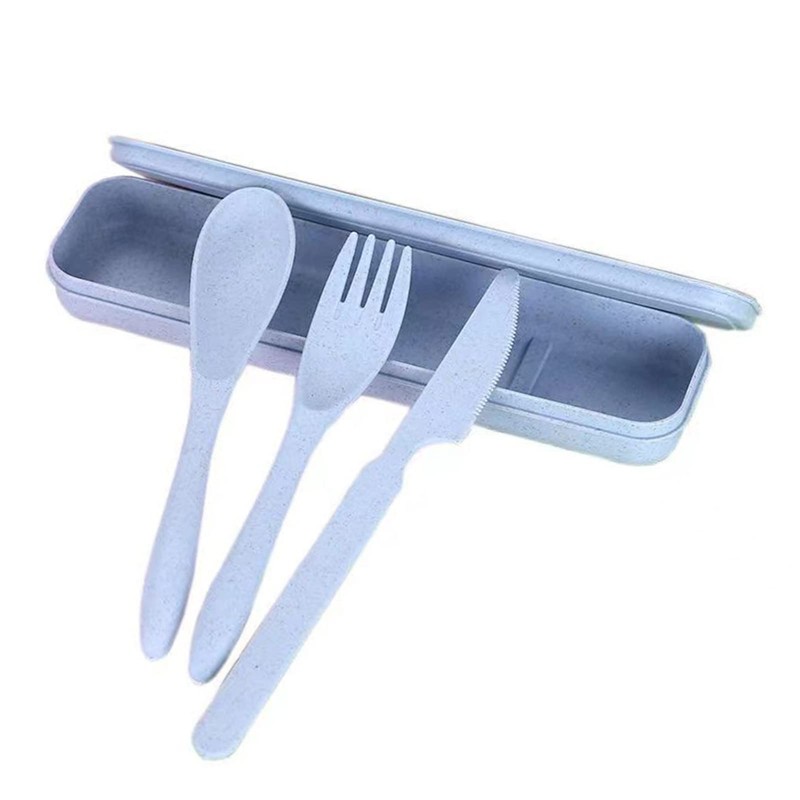 Juego de Utensilios de Viaje, Cubiertos de Paja de Trigo,