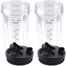2 Pack 24oz Cup Spout Lids for Nutri Ninja Auto IQ Series Blenders Food Processor BL450 BL454 BL456 BL480 BL481 BL482 BL490 BL640 BL642 BL680 BL687