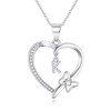 Hadoken Heart Initial Necklaces for Women, S925 Sterling Silver Necklaces