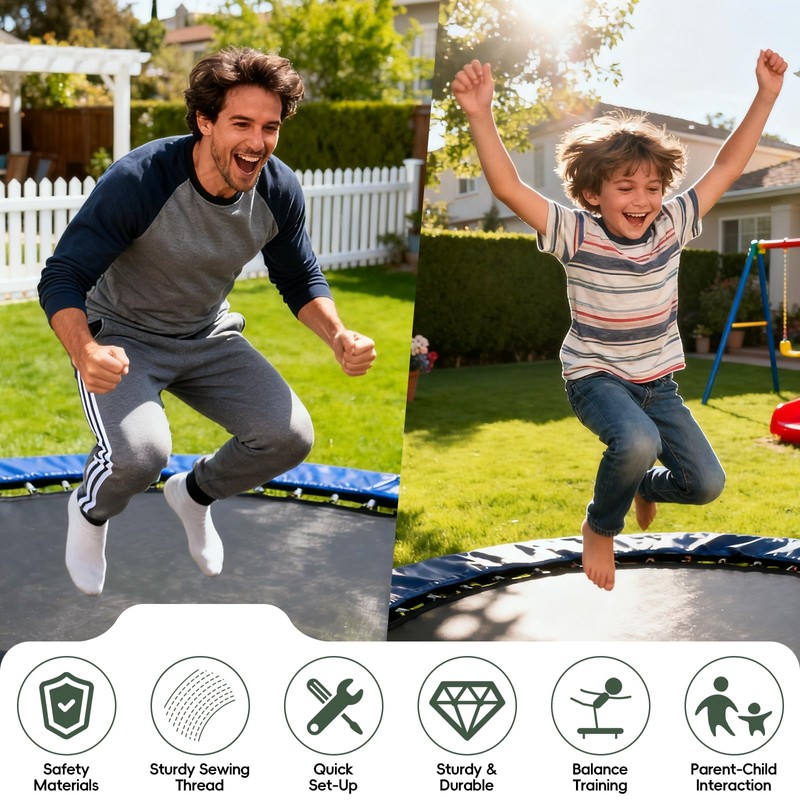 AILEVERS Trampoline Mat Replacement,13.3ft Diameter Mat with 96 Rings,Fits 15ft