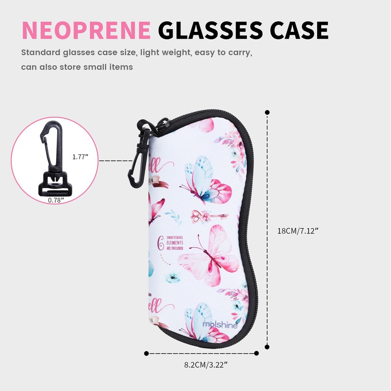 molshine Soft Sunglasses Case, Neoprene Zipper Glasses Case, Portable Glasses