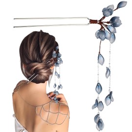 TEHAUX Horquillas De Pelo Con Flor, Estilo Antiguo, Con Borla, Accesorio Para Peinados, Ideal Para Hanfu, Regalo Para Mujeres Y Niñas, Para Fiestas Y Celebraciones
