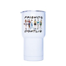 BigTermo FRIENDS DONT LIE para Café o Té 20oz (591ml), No se despinta, Perfecto para la Oficina o Regalo. Mantiene la Temp de tus bebidas. (Blanco))