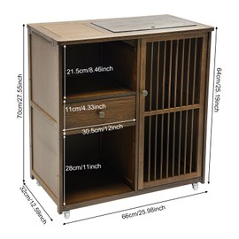 ILWorkTLs Coffee Bar Cart with Drawer,Rolling Tea Table,Coffee Bar with Wheels for Kitchen Dining Room Living Room,Walnut