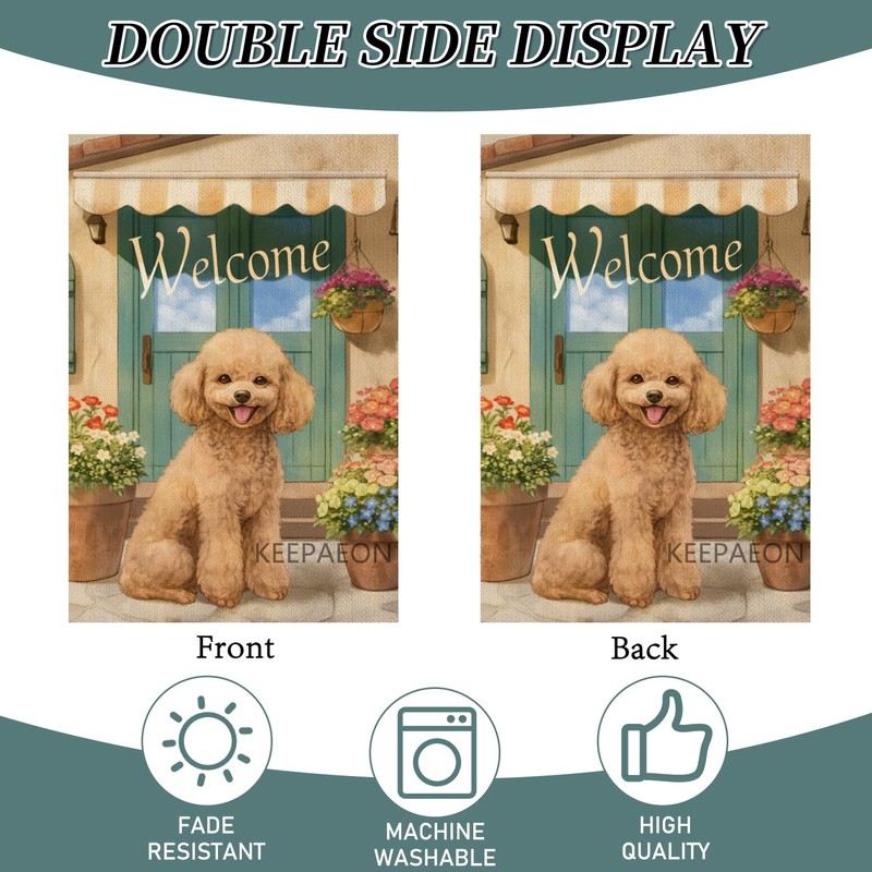 KEEPAEON Poodle Garden Flag 12x18 In Welcome Dog Flag Small