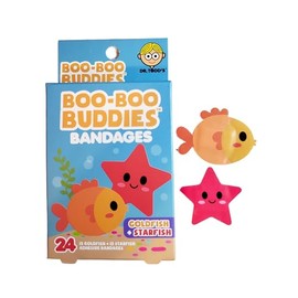 Boo Boo Buddies Kids Adhesive Bandages, Kids Self-Adhesive Sterile Bandages Pack for Toddler Girls & Boys, Adults First Aid, Protect Scrapes and Cuts | 24 Pcs (Goldfish + Starfish)