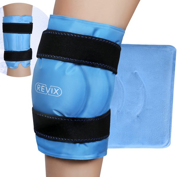 REVIX XL Knee Ice Pack Wrap Around Entire Knee After Surgery, Reusable Gel Cold Pack for Knee Pain Relief, Injuries, Swelling, Bruises, and Replacement Surgery