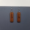 Redwood Earrings - Engraved Tree Rectangle Wood Earrings - California