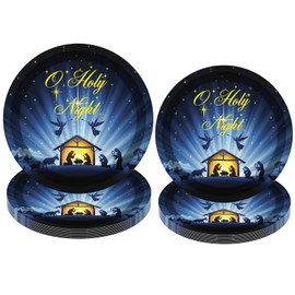HABDJILTY 48pc O Holy Night Nativity Jesus Plates - Christmas Decorations