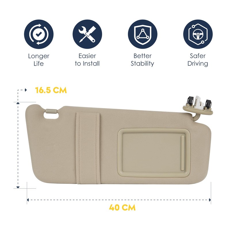 Right Passenger Side Sun Visor with Light Fit for Toyota
