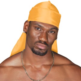 DOHEEM Durags for Men Women, Silky Satin durag for 360 Wave, Long Tails, 1Pc Gold