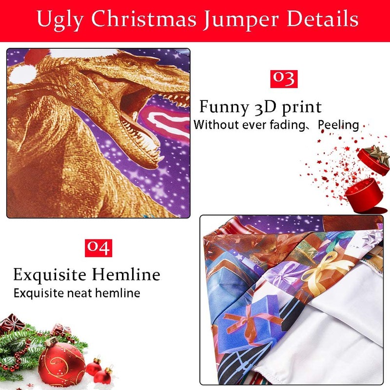 ALISISTER Ugly Christmas Jumper 3D Printed Christmas Jumper Long Sleeve