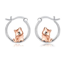 Dog Earrings Sterling Silver Dog Hoop Earrings Cute Animal Dog Jewellery Gifts for Women Girls