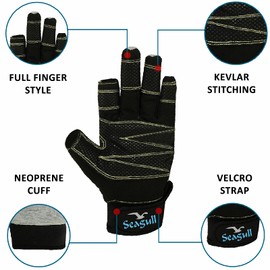 Extreme Grip Sailing Gloves Strong Amara Enforced Palm Breathable Full Finger Boating Gloves | Skiing | Sailing | Boating | Fishing | Canoeing | Kayaking | Riding | Indoor-Outdoor XXL
