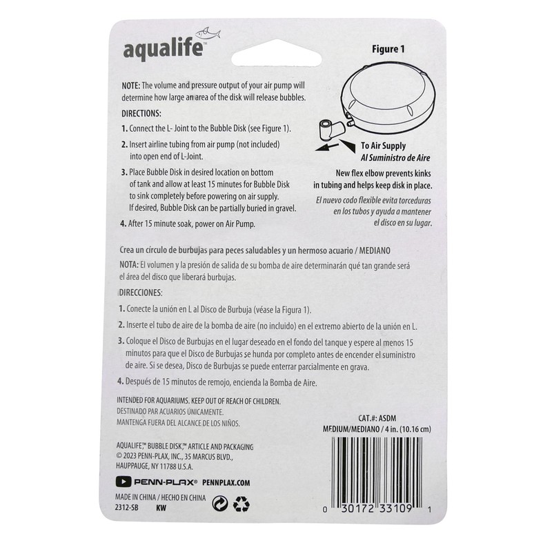 Penn-Plax Aquarium Bubble Disk Aerator - Air Pump Accessories –