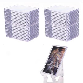 UTCTBC 50 pcs Baseball Cards Sleeves +10 Display Stand Top Loaders Hard Acrylic Tranding Card Sleeve Protector Clear Card Case Fit for Standard Sports Cards