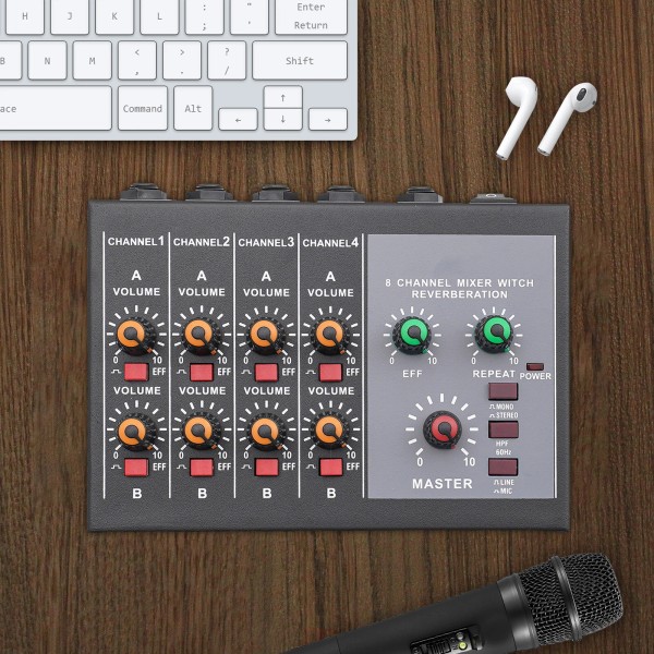 TBVechi 8 Channel Professional Audio Mixer Sound, Microphone Mono Stereo