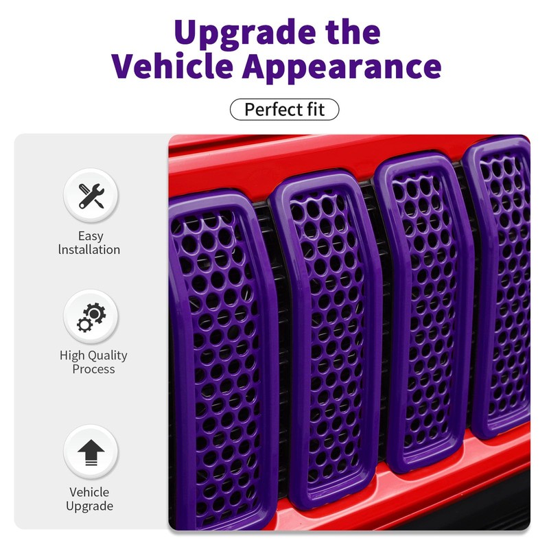 SQQP Front Grill Insert Mesh Grille Inserts Cover Kit 7Pcs