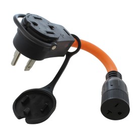 AC WORKS 1 ft. 30 Amp 14-30 Piggy-Back Plug to 6-20 Connector Adapter Cord with 2 Outlets PB1430620
