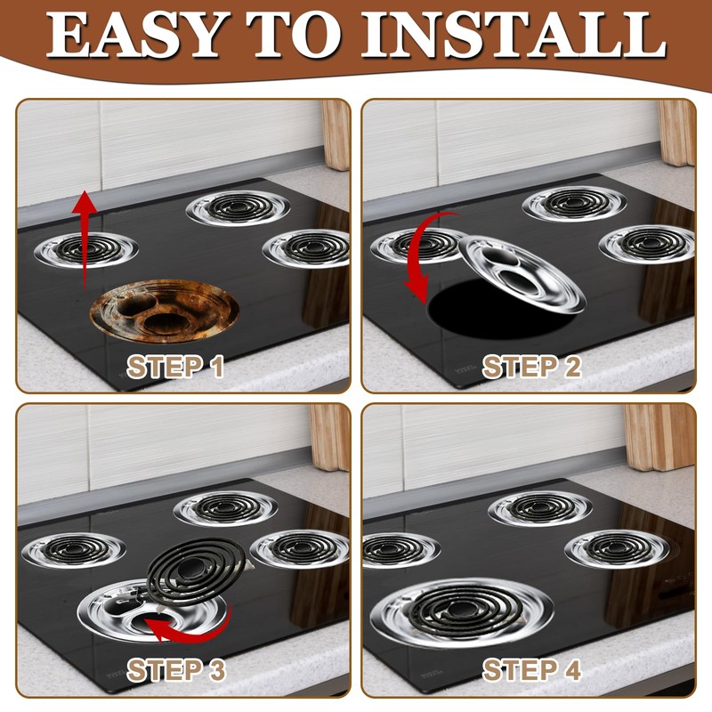 W10196405(8”) W10196406(6”) Electric Stove Burner Drip Pans & MP22YA Electric