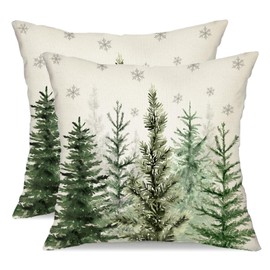 Christmas Pillow Covers 18x18 Inch Set of 2 Christmas Tree Throw Pillow Covers Winter Holiday Farmhouse Cushion Case Decoration for Sofa Couch