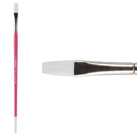 Creative Mark Artist Pro White Paintbrush, Professional Quality Acrylic Brush for Acrylic, Water Soluble Oils, Gouache, and Caseins, Flat Size 6