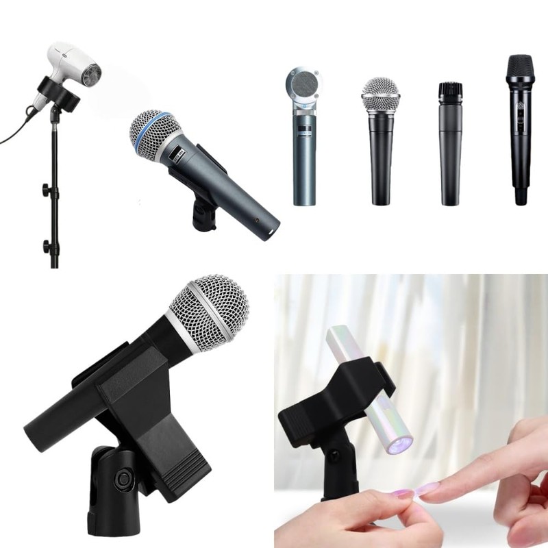 AkNebriax 2 Pack Microphone Holder Clip On with Screw Conversion