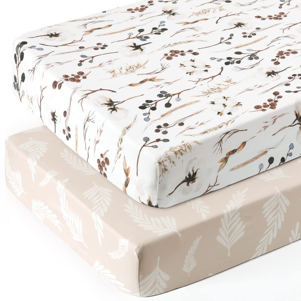 GRSSDER Stretch Ultra Soft Jersey Knit Fitted Crib Sheets Set