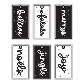 Santa Barbara Design Studio Gift Tags Black and White Christmas Gift Labels, 24-Pieces, Holiday