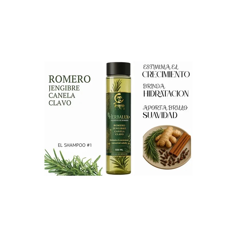 2 Shampoo Natural Romero Acelera Crecimiento Cabello Brillo