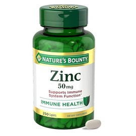 Nature's Bounty Comprimidos de zinc, 50 mg, suplemento para apoyo inmunitario y antioxidante, promueve la salud de la piel, 250 comprimidos